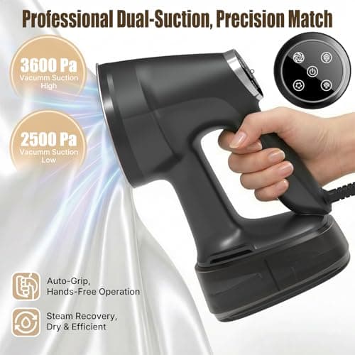 Vacuum Steamer for Clothes Handheld: 2500–3600Pa Adjustable Suction, No Leak & Stable Steam, Steaming & Ironing Portable Travel Garment Steamer, 400ml Tank, 4 Modes, 15s Heat-Up, 110-120V - Thumbnail 2