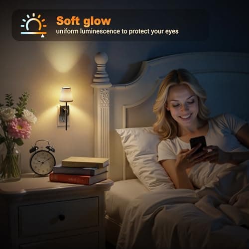 JandCase Night Lights Plug into Wall, Vintage Nightlights, Dusk to Dawn Sensor, 0-100LM Dimmable, Pleated Fabric Beige Lamp for Living Room Bedroom Hallway - Thumbnail 5