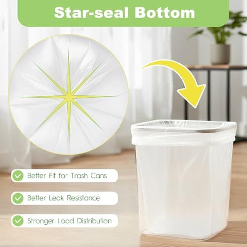 Small Trash Bags 4 Gallon, 17.7 x 19.6" Clear Unscented Bathroom Trash Bags, Small Garbage Bags for Bathroom, Bedroom, Office, Kitchen, Plastic Trash Can Liners, 100 Count — Delxo - Thumbnail 3
