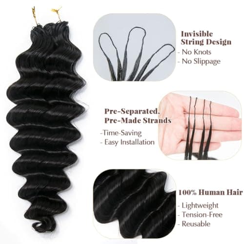 YWIGS Miracle Knots Human Crochet Hair Loose Deep Wave 16" NC 100 Strands - Thumbnail 3