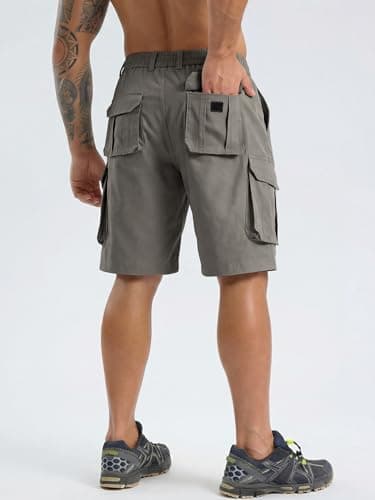 TRFIC Mens Cargo Shorts Casual Sweat Shorts with Button Drawstring Multi Pockets for Work Hiking Outdoor - Thumbnail 4