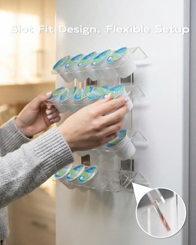 IntreLife K Cup Holder for Fridge, Magnetic Coffee Pod Organizer Holds 24 K Cups, Detachable Acrylic K Cup Organizer with Strong Magnets, Space-Saving Coffee Pod Holder for Kitchen - Thumbnail 4