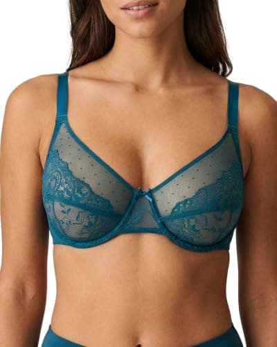 As Fairy Minimizer Bras for Women Full Coverage Unlined Lace Bra Plus Size Supportive Underwire Bras(Balsam Blue 36DDD) - Image 1