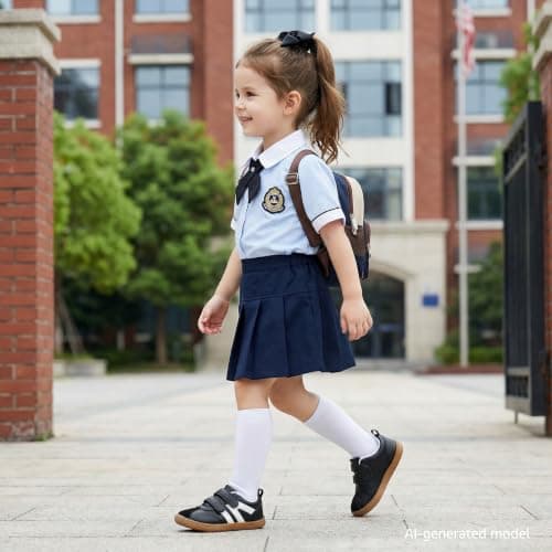 STQ KIDS Toddler Wide Toe Box Shoes Boys Barefoot Shoes Kids Tennis Sneakers Casual Non-Slip Fashion Preschool First Walking Running Shoe Outdoor Activities Graphite Black Toddler Size 5 - Thumbnail 3