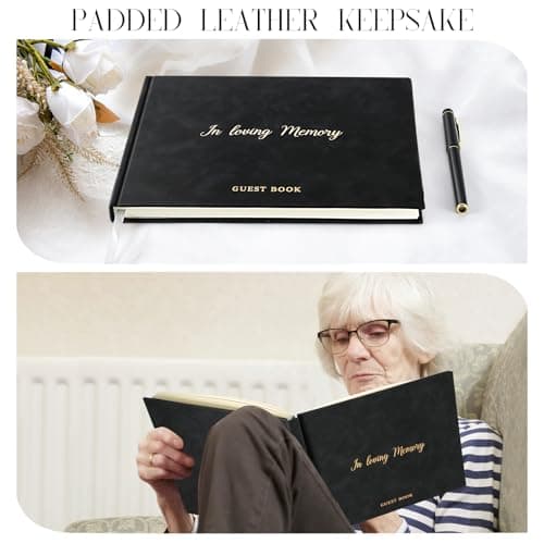 Gatyko Funeral Guest Book for Memorial Service in Loving Memory Funeral Guest Book with MemoryTable Sign & Back Pocket - Guest Sign in Book for Funeral Service (Khaki) - Thumbnail 3