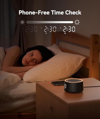 Dreamegg Sound Machine for Sleep - D1 Nova White Noise Sound Machine for Baby Adult with Alarm Clock, Soothing Sounds, Dimmable, White Noise Alarm Clocks for Bedrooms Heavy Sleepers Travel, Black - Thumbnail 6