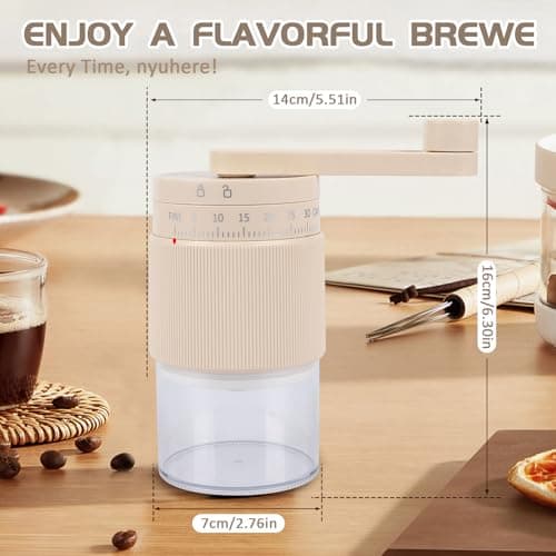 Manual Coffee Grinder, Adjustable Ceramic Burr Coffee Grinder with Detachable Handle, Portable Coffee Mill for Espresso, Pour Over, French Press, Camping-F - Thumbnail 3