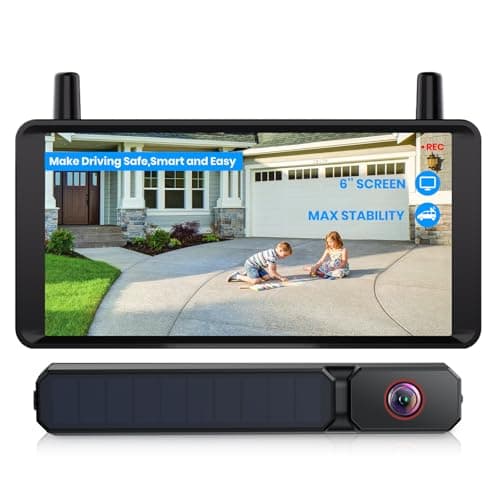 AUTO-VOX 6 Inch Solar Backup Camera Wireless: 1 Minute Install, 16:9 1080P HD Monitor, Dual Channel Split Screen, Clear Live View, DVR Recording, IP69K Waterproof Back up Camera for Car,Truck, Trailer - Image 1