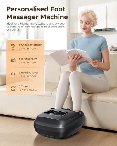 EaseZen Foot Massager Machine with Heat, Shiatsu Foot Massager with Remote, 2026 Upgraded Deep Kneading, for Plantar Fasciitis, Neuropathy, Birthday Gifts for Women Mom Men Dad, Up to Foot Size 14 - Thumbnail 4
