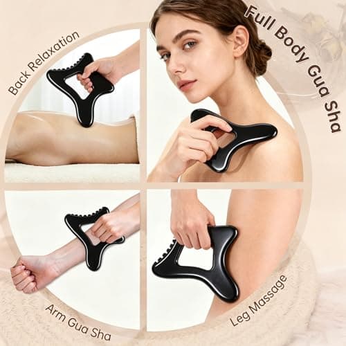 InfiniteRelax Body Gua Sha Tool (Black), Large Body Gua Sha for Lymphatic Drainage Tool & Cellulite Massage Tool, Suitable for Back, Legs, Neck and Women's Full Body Sculpting - Thumbnail 2