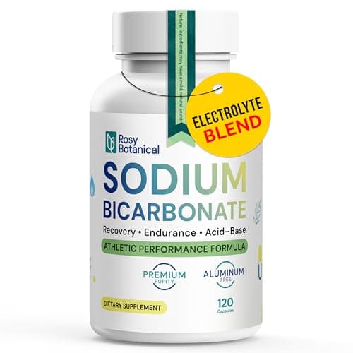 Aluminum Free Sodium Bicarbonate Capsules for Athletic Performance & Recovery - Pure Organic Use Bicarbonato de Sodio with Electrolyte Support - Delayed Release Buffer Supplement 120 Caps - Image 1