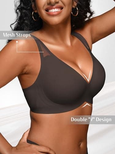 Jelly Bras for Women - S-M Wireless Deep V No Underwire Bralette with Support - Seamless Comfortable Lightly Padded T-Shirt Bra Black S - Thumbnail 3