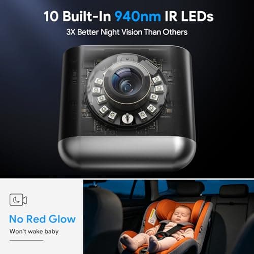 Itomoro 2026 New Upgraded Baby Car Camera, 1080P HD Car Camera for Baby with 4.3 Inch Display, Rear Facing Car Baby Monitor with Infrared Night Vision, Wide Angle View, Easy Install, Silver & Black - Thumbnail 5