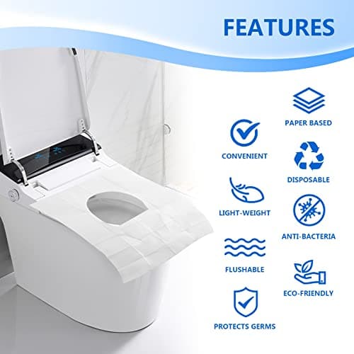 Toilet Seat Covers 60 Pack, Flushable Water Soluble, Biodegradable - Thumbnail 2