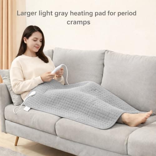 Large Heating Pad, 21"x41" Extra Large Heating Pad for Back Pain Relief Electric Heating for Period Cramps Shoulders Pain Relief Moist/Dry Heat 10 Heat Setting Auto Shut Off Gift for Women Men - Thumbnail 4