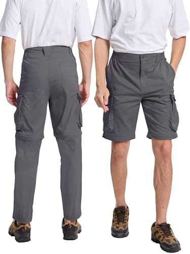 NATUVENIX Hiking Pants Men Quick Dry Convertible Fishing Pants for Men Zip Off Lightweight Mens Cargo Pants Outdoor Travel Grey - Thumbnail 2