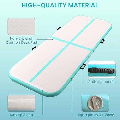Inflatable Gymnastics Mat 6.6ft Air Tumble Track Training Mat 4 inches Thick Tumbling mat with Electric Pump for Home Use/Tumble/Gym/Training/Cheerleading/Water/Yoga - Thumbnail 3
