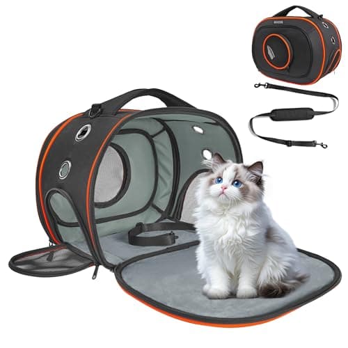 Airline Approved Cat Carrier 17" x 12.5" x 9", Fully Removable with Thick Double-Sided Padding, Breathable & Portable for Cats, Rabbits, Hamsters Under 12 lbs - Image 1