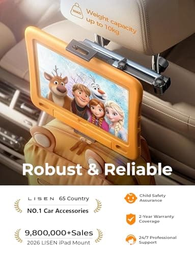 LISEN for iPad Holder Car Road Trip Essentials Travel Activities for Toddler Kids Gifts, Car Accessories for Women Moms Truck Interior 3in1 Tablet Holder for Back Seat Car Camping Headrest Organizer - Thumbnail 5