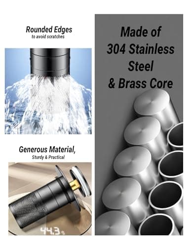 2-Pack Black 304 Stainless Steel Sink Strainer, Pop-Up Click Clack Basin Plug with Anti-Clog Anti-Smell Filter, Tool-Free Installation, Universal Fit for Bathroom Drains - Thumbnail 6