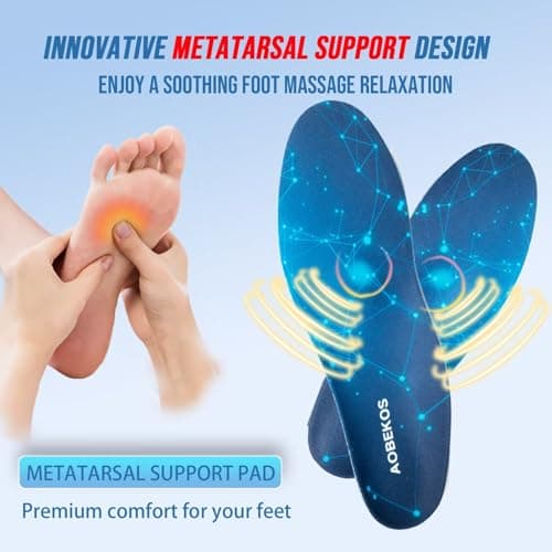 AOBEKOS Heavy Duty Plantar Fasciitis Insoles Men Women, 240lbs Ultimate Comfort High Arch Support Shoe Inserts, Work Boot Orthotic Insoles for Plantar Fasciitis, Flat Feet, Pronation and Heel Pain - Thumbnail 3