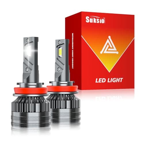 Suksio H11/H8/H9/H16 LED Bulbs, 60000LM 800% Brightness, 6000K Pure White, IP68Waterproof, 1:1 Size Plug & Play, Pack of 2
