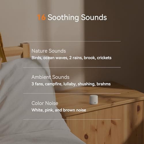 Dreamegg Portable White Noise Machine, 1000mAh Battery, Travel Sleep, Cream - Thumbnail 4