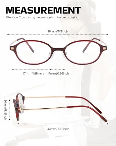 SODQW Titanium Oval Blue Light Glasses for Women, Trendy Small Office-Siren Bayonetta Glasses with Clear Lens - Thumbnail 5