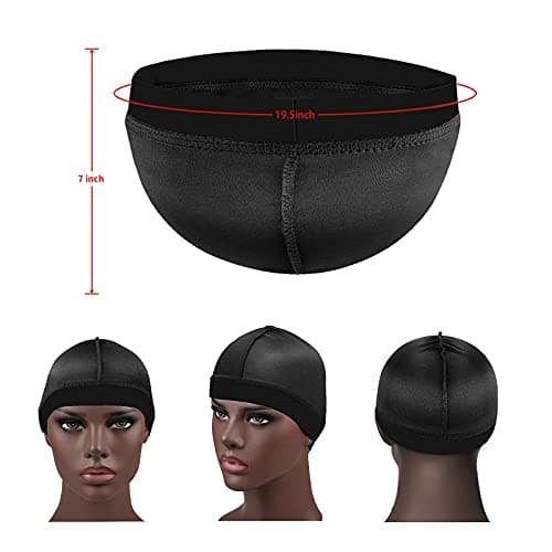 3PCS Silky Stocking Wave Caps, Compression Cap for Men Doo Rag, Award 1 Durag (Black) - Thumbnail 3