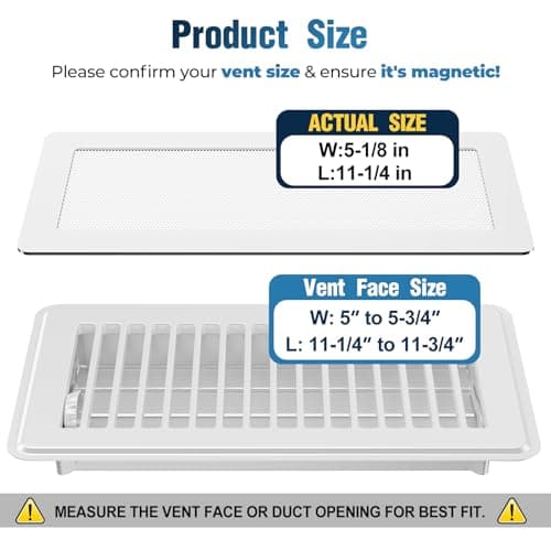 YEHANLY Magnetic Vent Covers with Vent Screen 5.1x11.3 Inch, White Mesh Vent Covers for Floor, Wall, Ceiling Air Vents, Ventilate While Prevent Objects from Entering, Air Vent Filters 3 Pack - Thumbnail 2