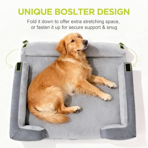 Orthopedic Dog Beds for Large Medium Dogs, Big Waterproof Memory Foam Pet Couch Bolster Bed with Removable Washable Cover, 36x27 Inch - Thumbnail 3