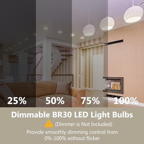 DAYBETTER 24Pack BR30 Led Bulb 65W Equivalent, Dimmable Flood Light Bulbs Indoor, E26 Base, 4000K Neutral White, 9W, 800 LM, Recessed Lighting Bulbs for Ceiling, Recessed Can, Living Room and Kitchen - Thumbnail 4