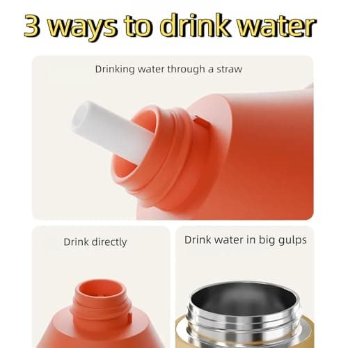 Insulated Water Bottle, 100% Leak-proof Travel Mug | w/baldric & Straw|Silicone Sleeve for Durability | 316 stainless steel cup body | 3-In-1 Lid | Reusable Coffee Travel Mug. (Yellow) - Thumbnail 5