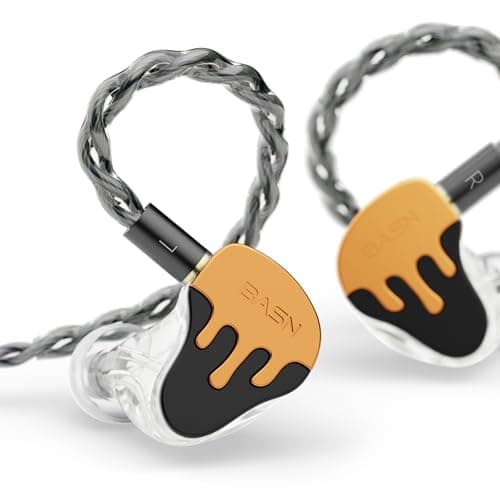 BASN BmasterX in Ear Audio Monitor, Hybrid 6 Drivers IEM Earphones with Crystal Clear Sound, Detachable Cable Plus Carrying Case Fit Kit for Musician, Stage, Studio (3.5mm & 4.4mm Jack, Orange/Black) - Image 1