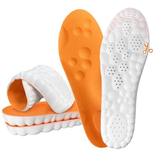 Steppers Insoles for Men & Women, 2026 New 4D Memory Foam Cloud Footstr Insoles, Comfortable & Breathable Massage Shoe Inserts with Arch Support for Foot Pain & Fatigue (Orange, US M 11.5-13) - Image 1