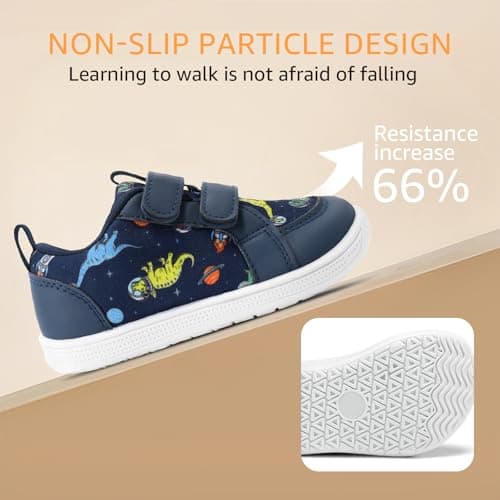 STQ KIDS Wide Toe Box Toddler Boy Shoes Lightweight Barefoot Tennis Shoes Non-Slip Comfort Kid Sneakers Zero Drop First Walking Shoe for School Sports Navy Toddler Size 10 - Thumbnail 6