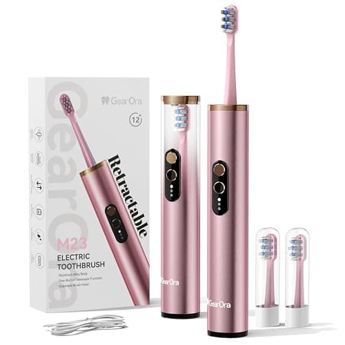 GearOra M23 Travel Electric Toothbrush for Adults, Retractable Portable Sonic Toothbrush, Aluminum Body, 30-Day Battery, Universal USB-C Charging, IPX7 Waterproof, Compact Travel Size Toothbrush - Image 1