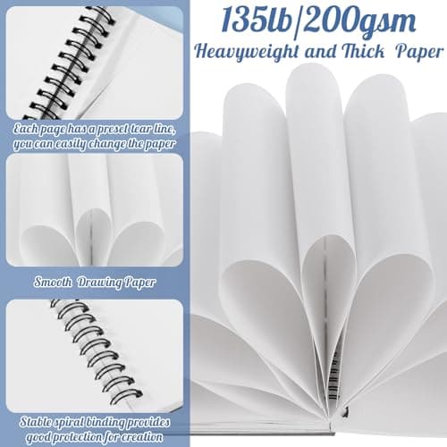 135lb/200gsm Marker Paper Pad, 8.3×8.9in Double Sided Bleedproof Sketch Pad, 30 Sheets Art Paper Spiral Sketchbook, Smooth Painting Coloring Alcohol Marker Paper for DIY, Gift - Thumbnail 4