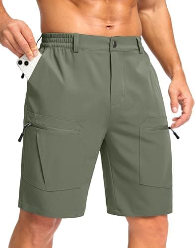 Pudolla Men's Hiking Cargo Shorts 9" Lightweight Stretch Travel Work Shorts for Men Outdoor Casual with 5 Pockets(Grey Sage XX-Large) - Image 1