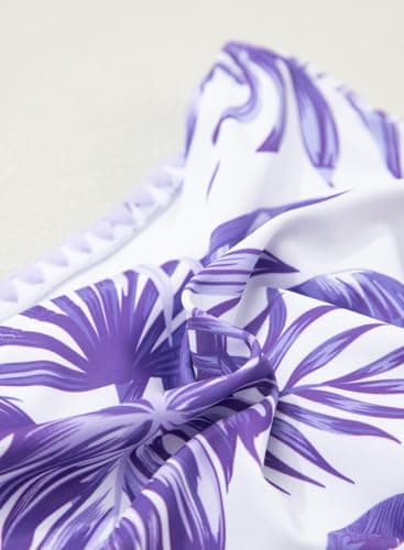 blibean Tween Girls Swimsuit Teen Two Piece Bathing Suit Big Kids Hawaii Bikini Sets Junior High Waist Swimwear Floral Boho Swimming Suits Beach Traje Baño Niñas Size 10-11 Year Old Lavender - Thumbnail 6