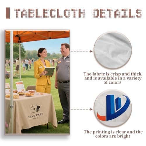 YOUYINYOU Shipping Next Day Custom Table Cloth with Logo Image Text 4/5/6/8/10FT Personalized Table Cloths for Business Tradeshow Events Company School Shop Other Important Events (48x24) - Thumbnail 4