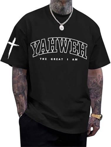 Eatbook Christian Shirts for Men Jesus Shirt Yahweh Cross Shirt Religious Vintage Bible Verse Inspirational Graphic Tee - Image 1