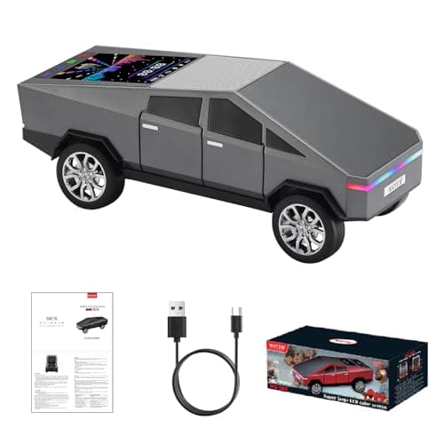 WS-580 Cybertruck Portable Bluetooth Speaker, Replica Car with Display Screen, HD Sound, TWS Pairing, FM Radio, Built-in Mic, Remote Selfie Control, LED Party Light, Gift for Car Lovers (Gray) - Image 1