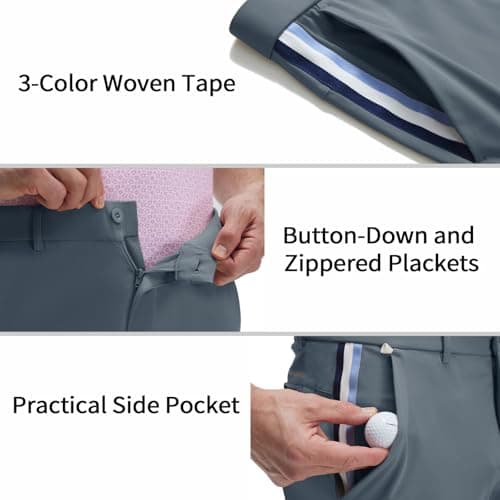 M MAELREG Mens Stretch Work Dress Pants 30"/32"/34" Lightweight Golf Pants Breathable Casual Slacks with 4 Pocket Gray Blue - Thumbnail 5