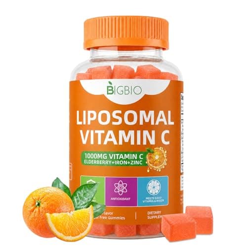 BIGBIO Liposomal Vitamin C Gummies 1000mg, Sugar-Free Chewable Vitamin C with Elderberry, Zinc & Iron, Daily Immune Support, Antioxidant & Energy Boost, Collagen Support, 90 Count - Image 1