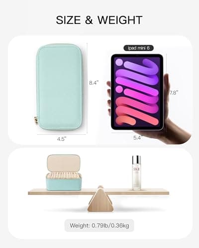 Vlando Jewelry Travel Case,Travel Jewelry Organizer with Clear Velvet Jewelry Bags 12Pcs Zipper Pouch for Women Girl Trendy Stuff Gift-Lake Blue - Thumbnail 3