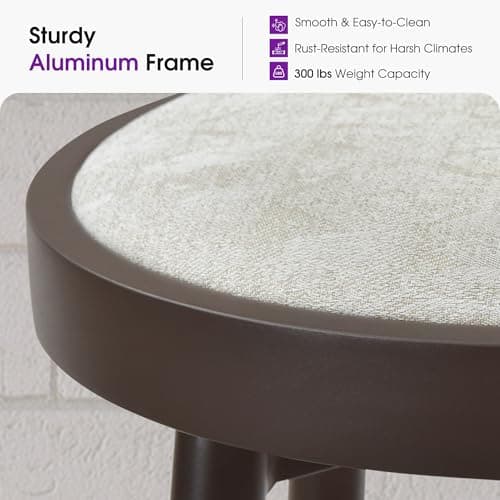 PURPLE LEAF Outdoor Swivel Bar Height Stools Set of 2 Metal Modern Wicker Bar Chairs with Back Aluminum Woven Barstools with Cushions for Kitchen Balcony Garden Indoor Brown - Thumbnail 5