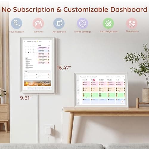 Ingnok 15.6 Inch Digital Calendar, No Subscription Electronic Calendar Touchscreen for Family Schedules, Personal Planner, Chore Chart, Reminders, 32GB, Wi-Fi, Wall & Desk Mount - Thumbnail 2