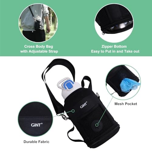 GiNT 37oz Insulated Stainless Steel Dog & Human Water Bottle, All-in-1 Travel Dispenser with Detachable Bowls & Carrying Case, Leak-Proof Pet Canteen for Walking, Hiking, Camping, Car (White) - Thumbnail 5