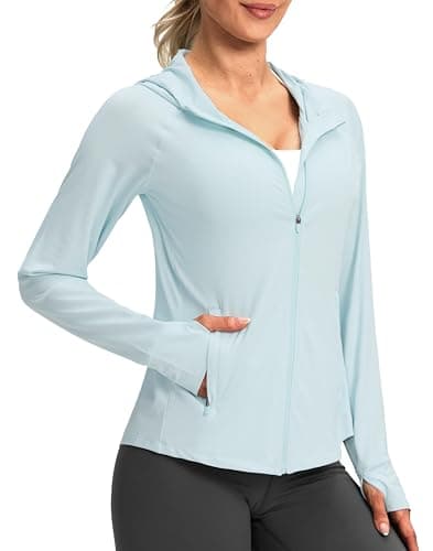 G Gradual Women's UPF 50+ Sun Protection Hoodie Jacket Lightweight Zip Up Jackets Long Sleeve Shirts for Women Hiking Outdoor(Light Blue,XXL) - Image 1